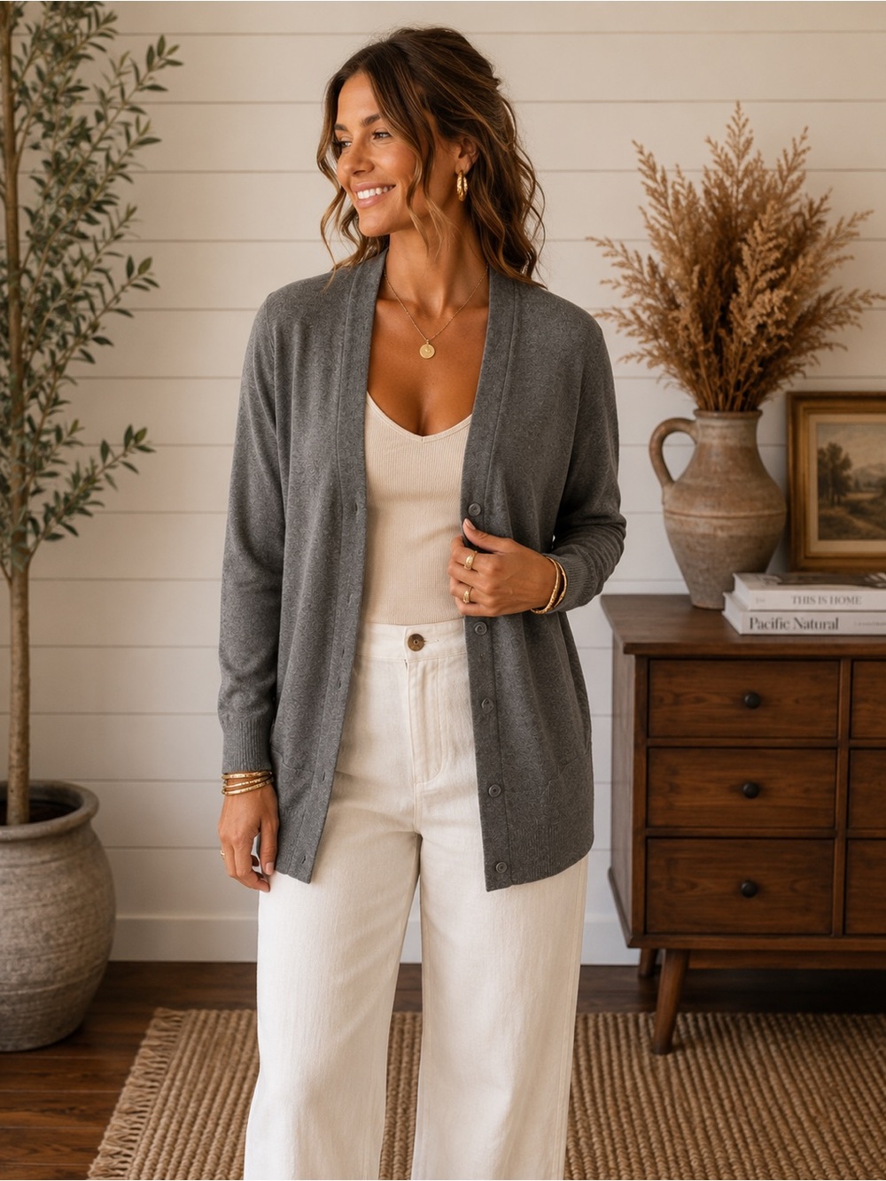 32 Degrees HEAT Heavy Knit Cardigan | Heather Charcoal Gray |  Medium